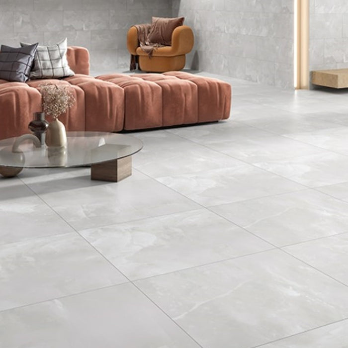 Light Grey Matt Onyx Marble Effect 60x60cm Floor and Wall Tiles