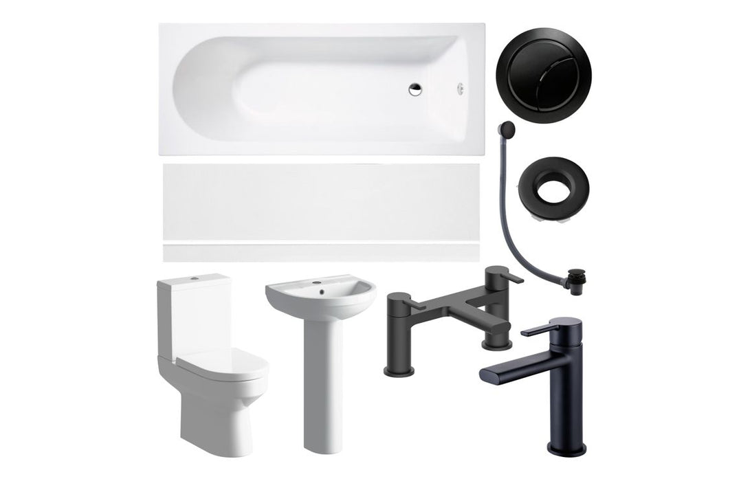 Luxury Modern Bathroom Suite with Black Matt Fittings