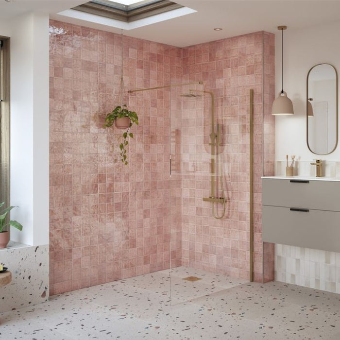 Roma 8 Brushed Bronze Wetroom Panel with Optional Brushed Bronze Walk In Enclosure