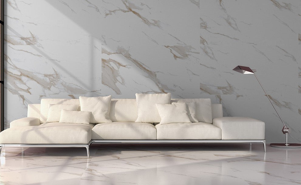 Calacatta Gold Polished Marble Effect - Multiple Sizes