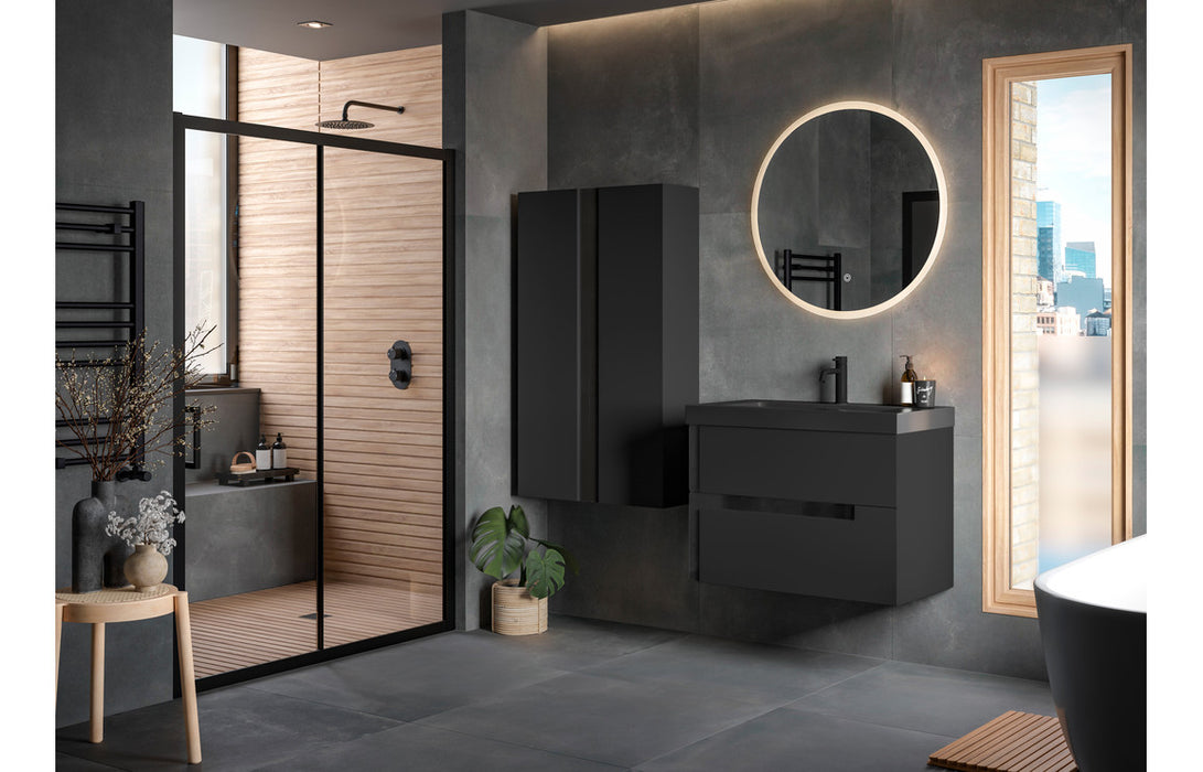 Couture Matt Black Wall Hung Vanity - 615mm/815mm with Optional Tall Unit