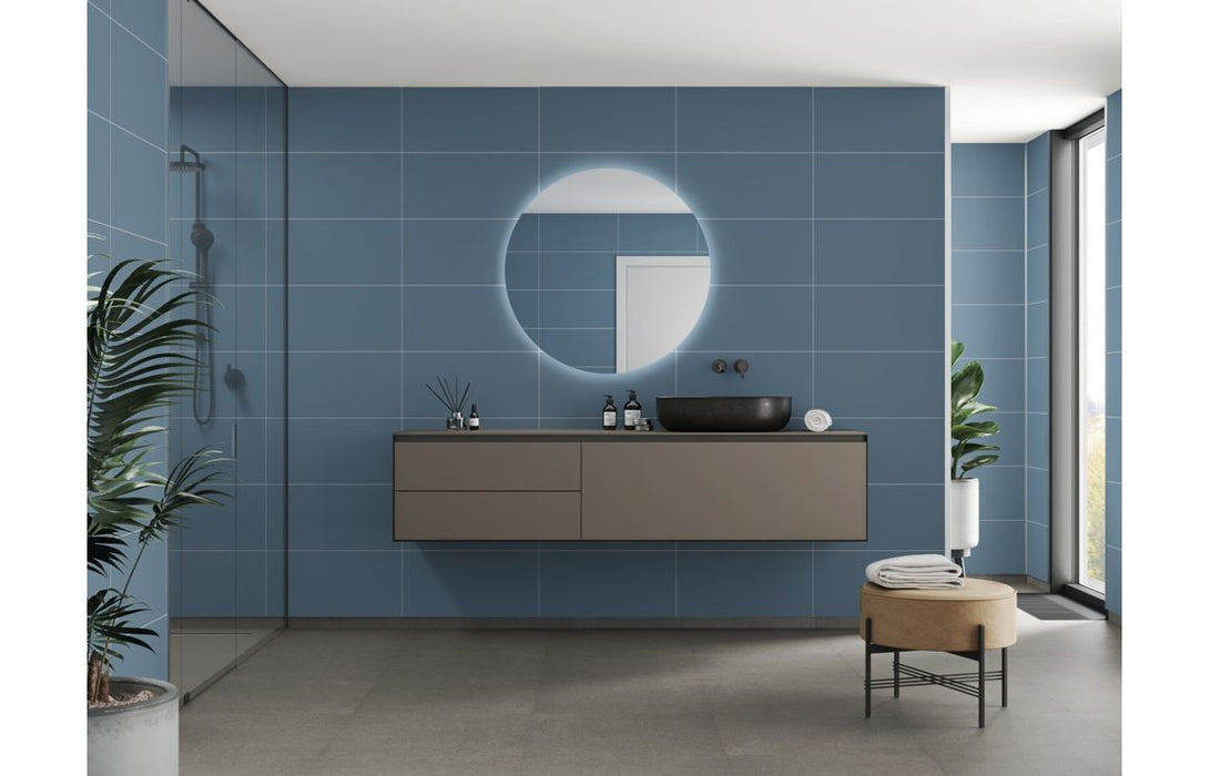 Fibo Contemporary Dusty Blue Tile Effect Bathroom Wall Panel