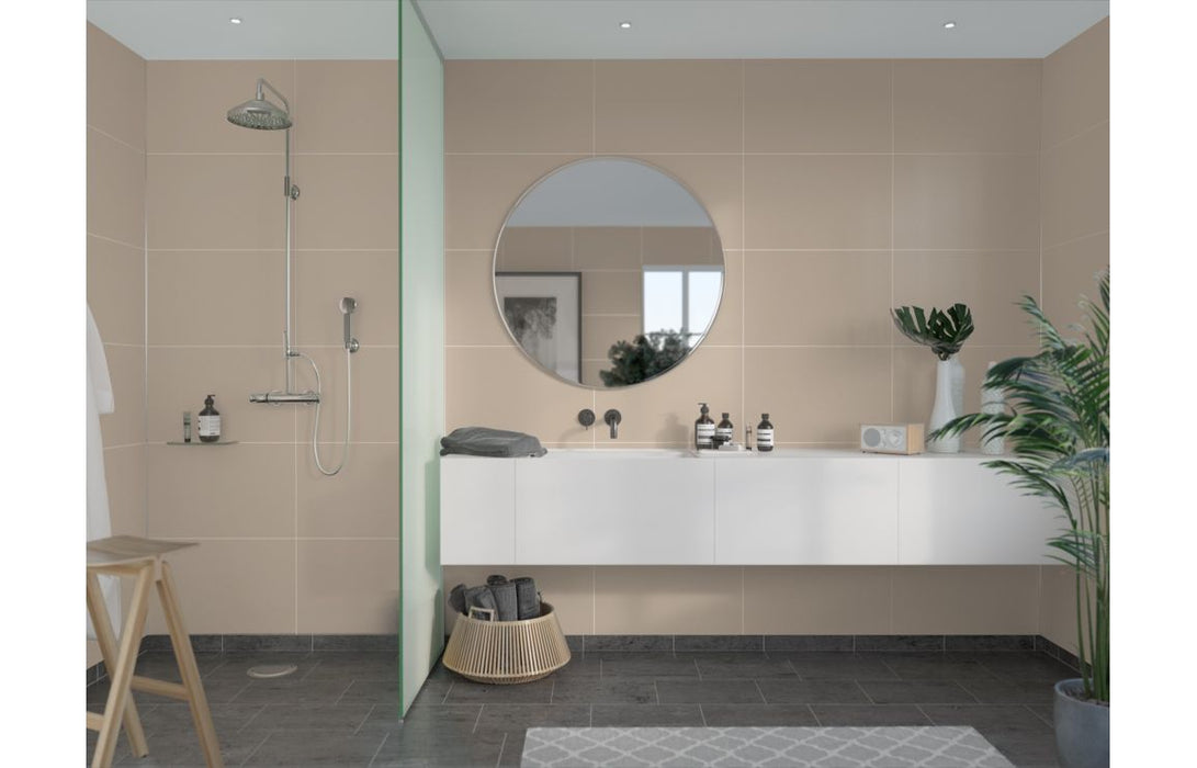 Fibo Contemporary Light Sand Tile Effect Bathroom Wall Panel