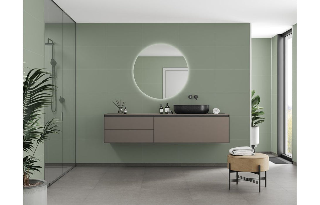 Fibo Contemporary Olive Green Tile Effect Bathroom Wall Panel