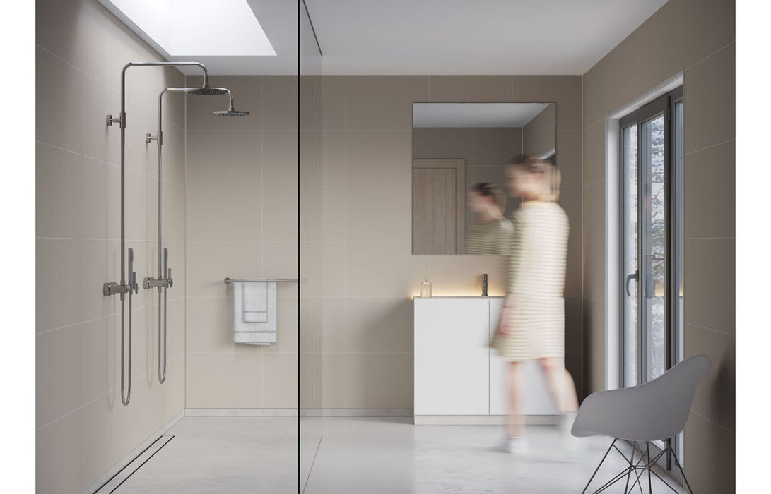 Fibo Contemporary Warm Grey Tile Effect Bathroom Wall Panel