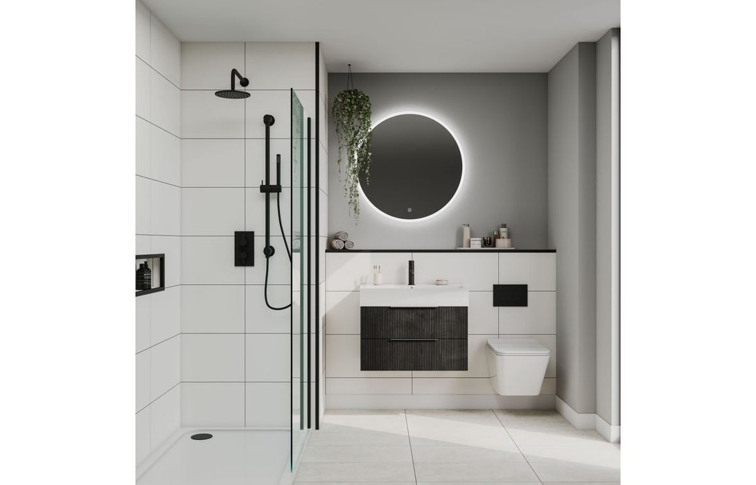 Fibo Contemporary White Contrast Tile Effect Bathroom Wall Panel