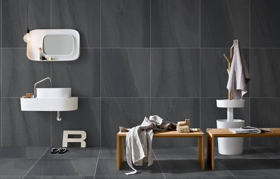 GLAZE Anthracite Semi Polished Sugar Effect Porcelain Tile - 60x60 and 60x120cm