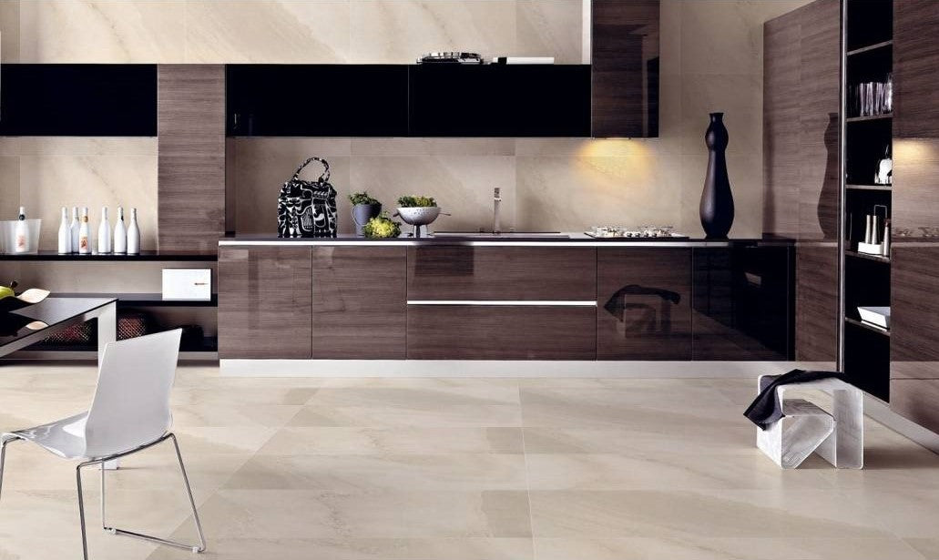 GLAZE Cream Semi Polished Sugar Effect Porcelain Tile - 60x120cm