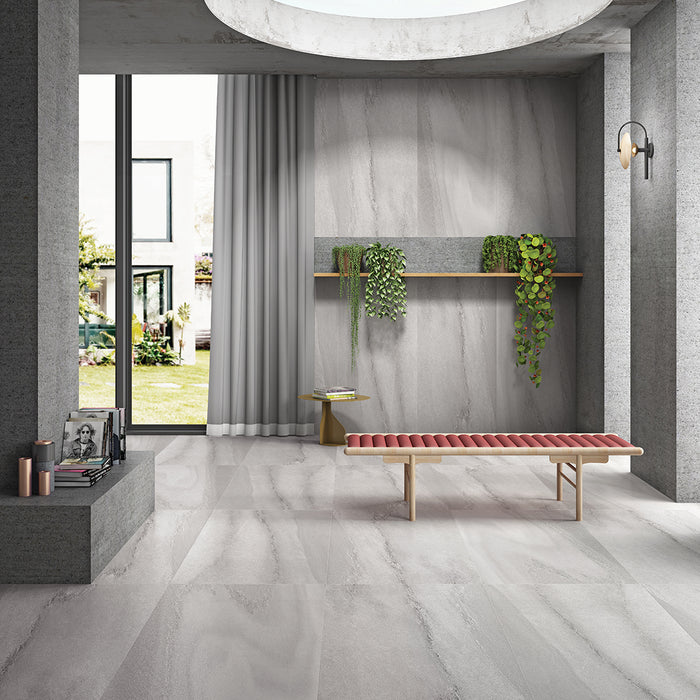 GLAZE Grey Semi Polished Sugar Effect Porcelain Tile - 60x60 and 60x120cm