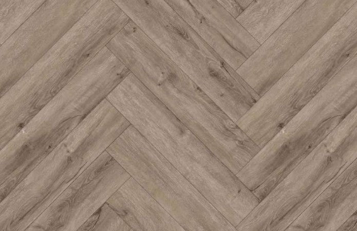 PREMIUM 6.5mm Greige Herringbone Click Luxury Vinyl Flooring - 640x128mm
