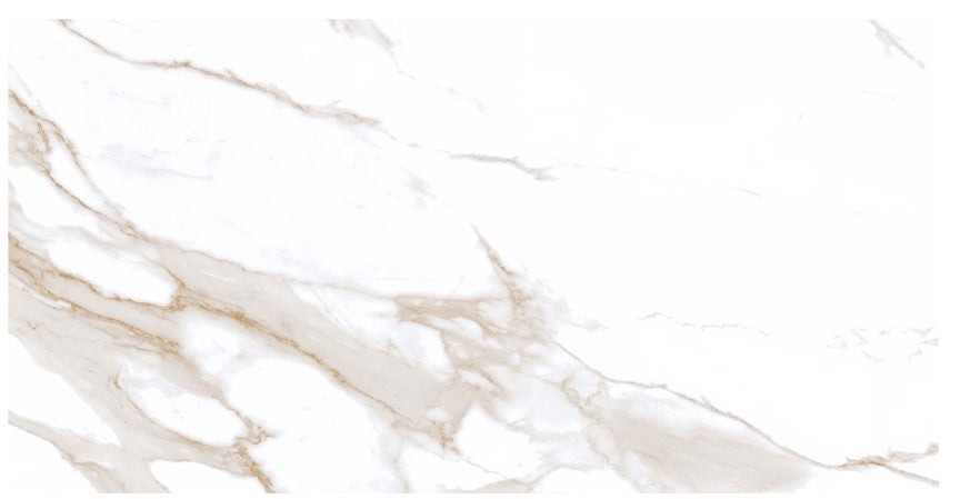 Calacatta Gold Marble Effect Rectified Polished Porcelain Wall and Floor Tile 60x120cm