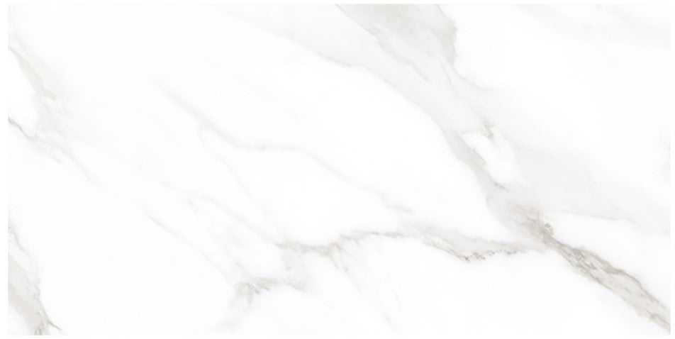 Calacatta White Marble Effect Rectified Polished Porcelain Wall and Floor Tile - 60x120cm