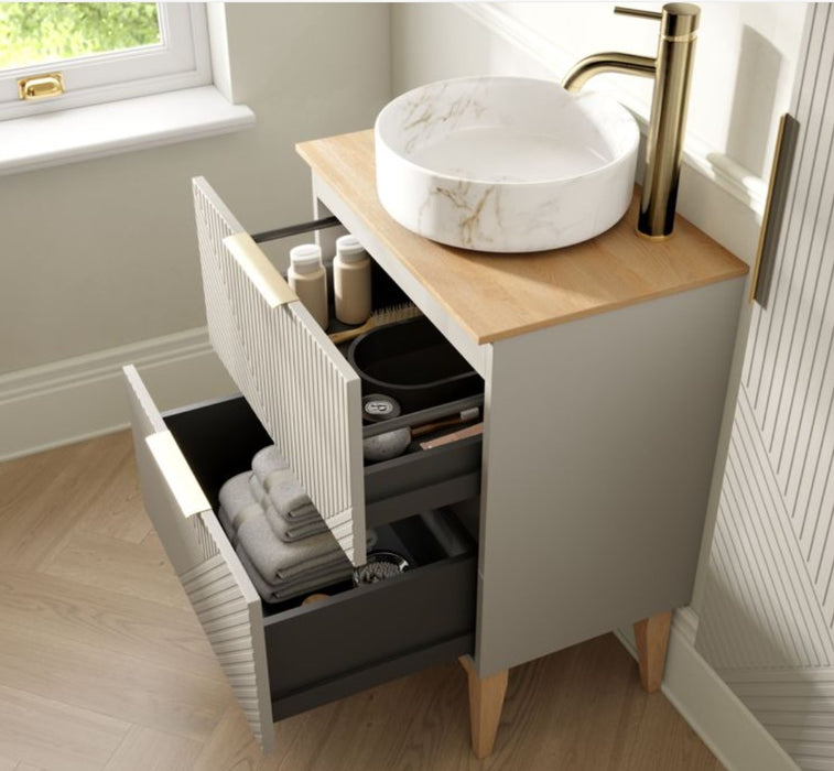 Lignora Matt Oat Taupe Countertop Floorstanding Vanity Unit including worktop 610mm and 810mm