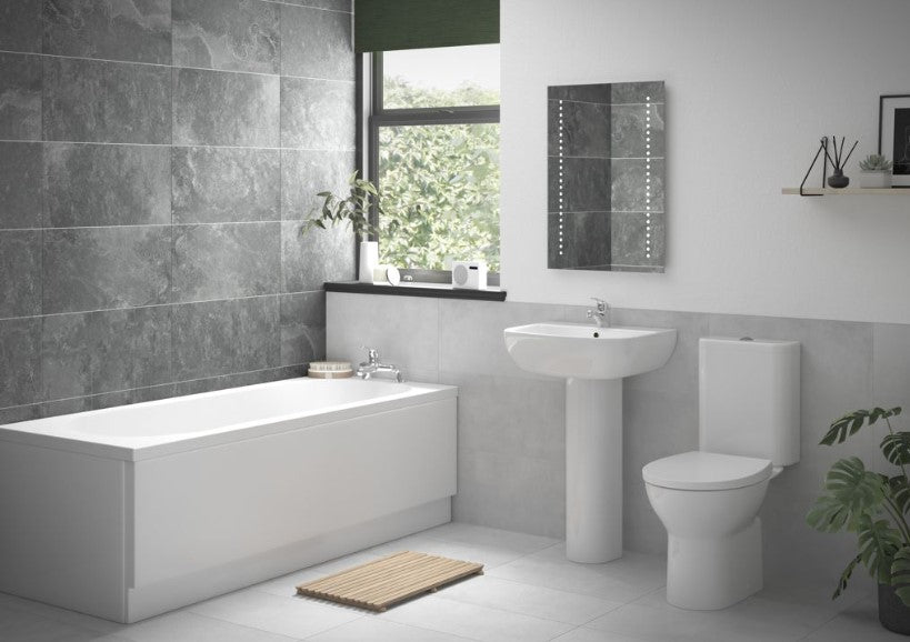 Modern Bathroom Suite ECO with Chrome Fittings and Rimless WC