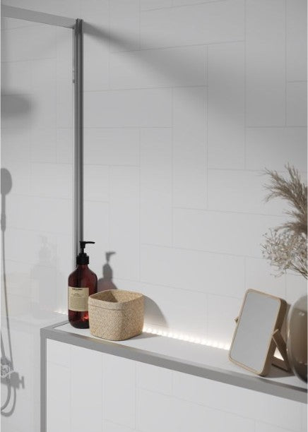 Fibo Urban Denver White Straight Herringbone Bathroom Wall Panel