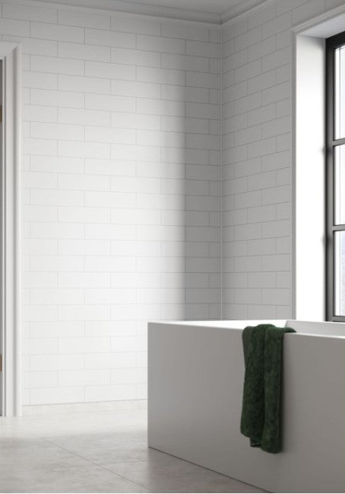 Fibo Urban White Silk Metro Brick Bathroom Wall Panel