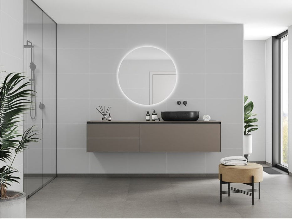 Fibo Contemporary Light Grey Tile Effect Bathroom Wall Panel