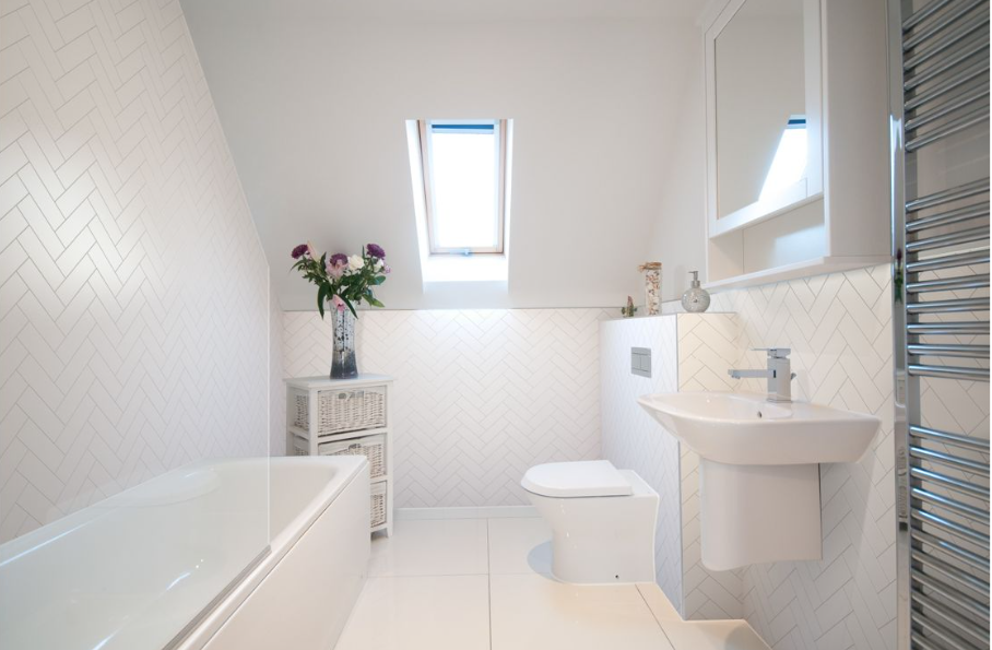 Fibo Urban White Silk Herringbone Bathroom Wall Panel