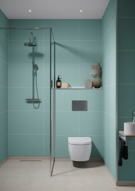 Fibo Contemporary Aqua Mint Tile Effect Bathroom Wall Panel