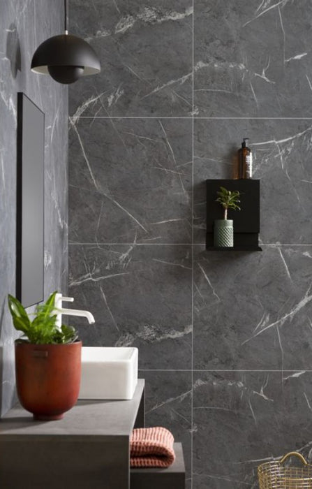 Fibo Marble Black Marble (Tile Effect) Bathroom Wall Panel