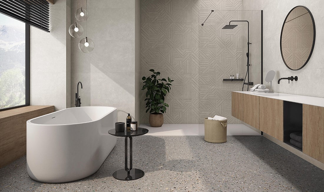 VENETIA GREY Terrazzo Wall and Floor Tile - 60x60cm