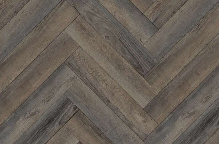 PREMIUM 6.5mm Dark Grey Herringbone Click Luxury Vinyl Flooring - 640x128mm