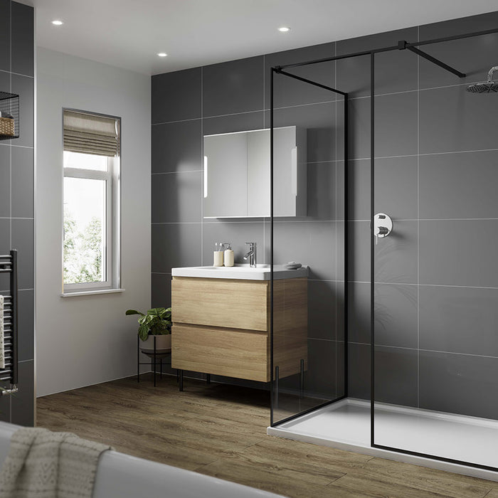 Multipanel Monument Grey Tile Effect Bathroom Wall Panel (598x2400mm)
