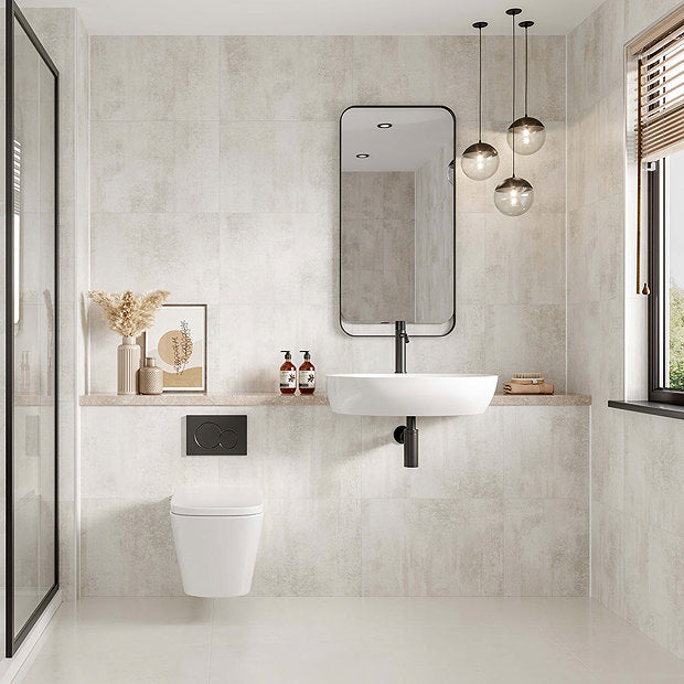 Multipanel White Gypsum Tile Effect Bathroom Wall Panel