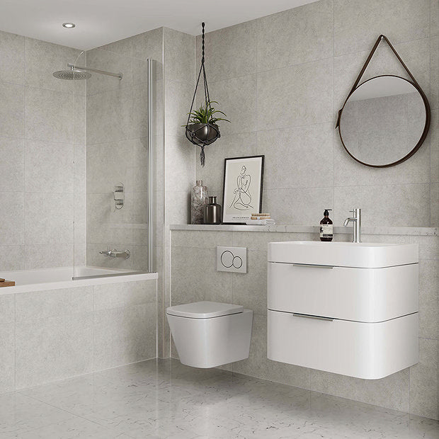 Multipanel White Mineral Tile Effect Bathroom Wall Panel