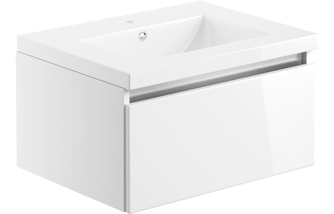 Cavani White Gloss Wall Hung Vanity Basin - 615mm/815mm with Optional Tall Unit