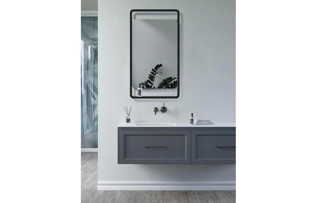Elfina 500mm Rectangle Mirror with Shelf Matt Black