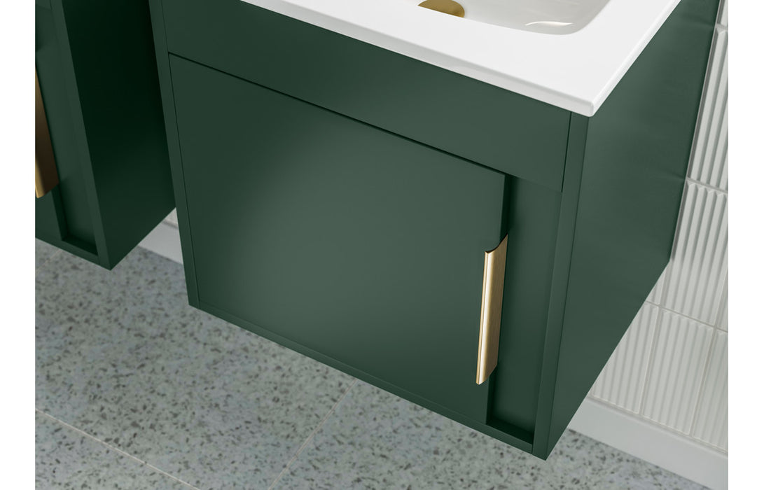 Elite 510mm Wall Hung Vanity Unit Inc. Basin - Matt Conifer Green