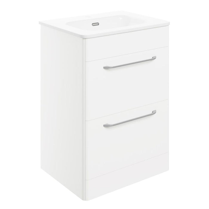 Grande 610mm Gloss White Floorstanding Basin Unit with Integrated LED Lighting