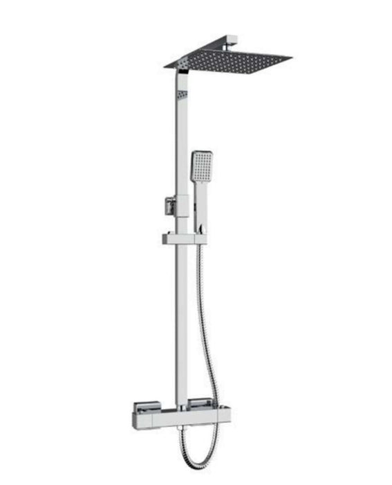 Modern Square Chrome Thermostatic Exposed Shower