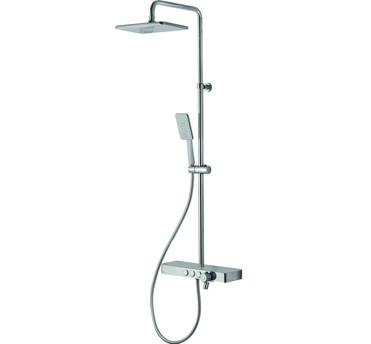 Vema Luxury Chrome Thermostatic Shower Column with Shelf