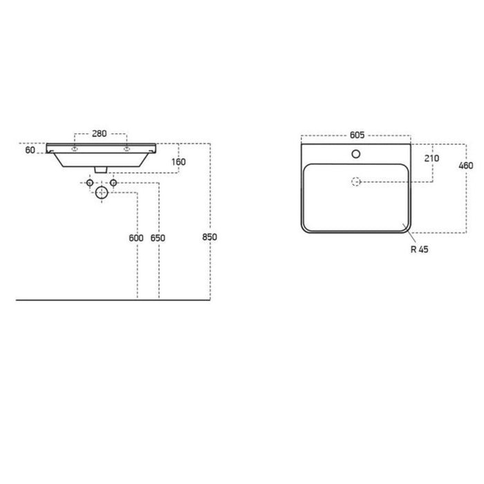 Matt White 600mm Wall Hung Basin Vanity Unit including Chrome Basin Mixer and Rimless WC