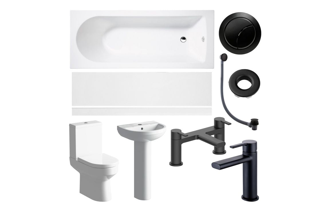 Complete Bathroom Suite with Black Matt Fittings | SALE
