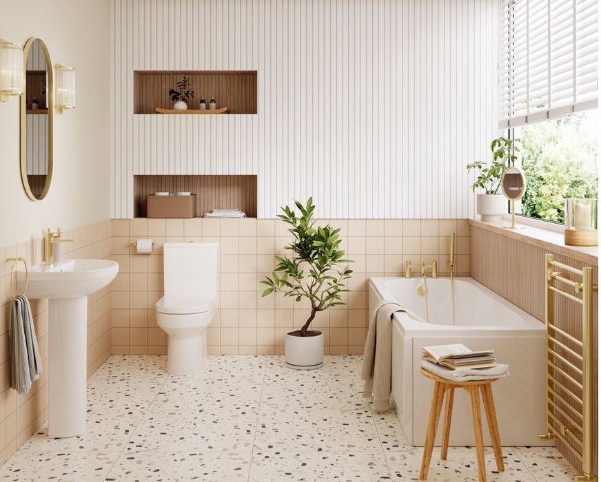 Complete Modern Bathroom Suite with Brushed Brass Fittings