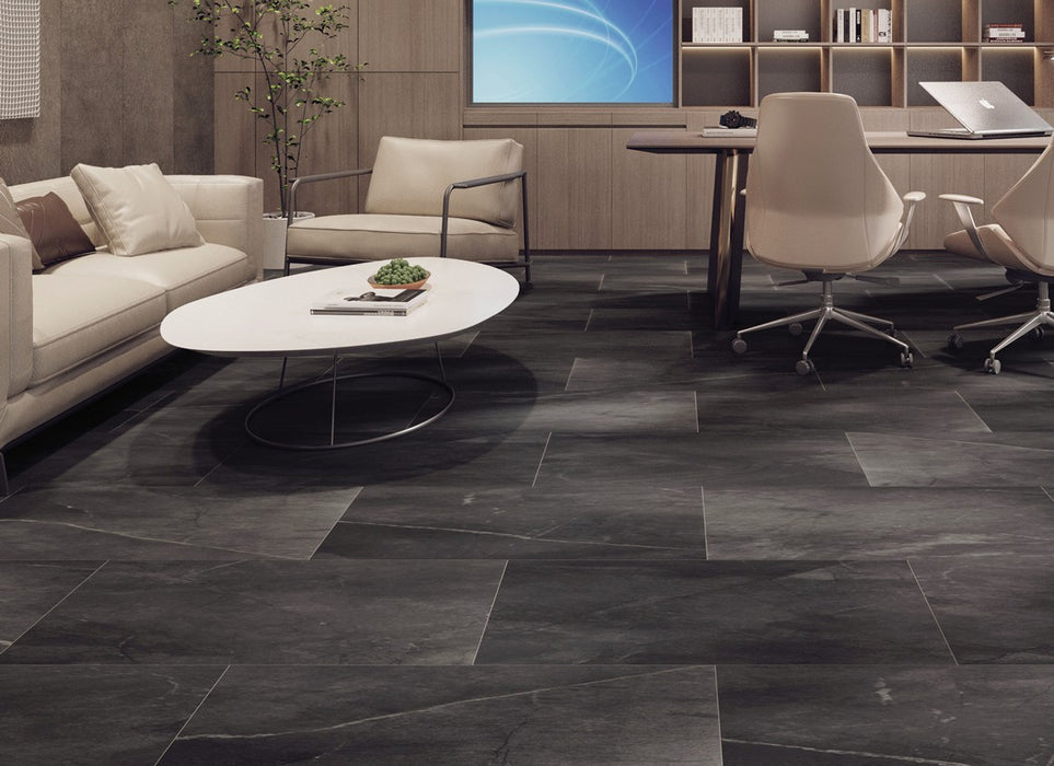 Premium 7mm Black Marble Effect Click LVT Flooring - 900x470mm