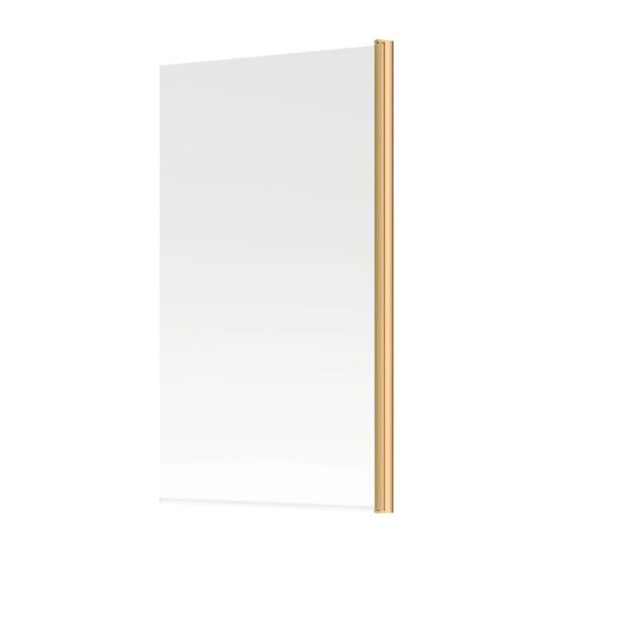 Brushed Brass Square Bath Screen 1400mm with 6mm Glass