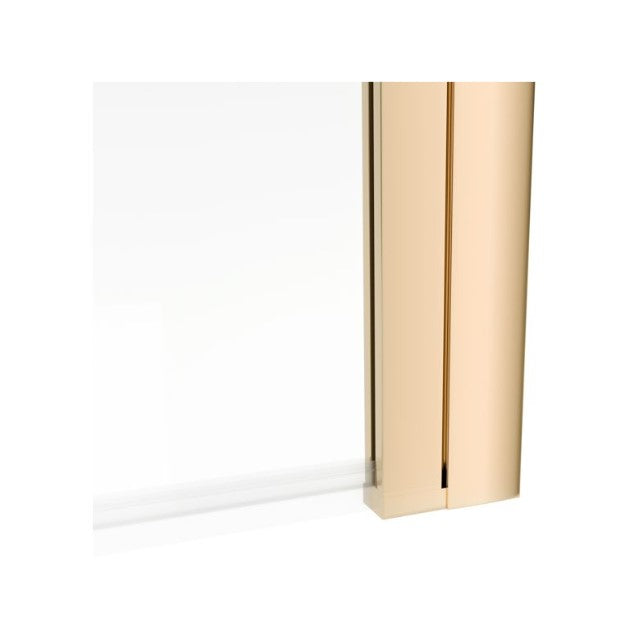 Brushed Brass Square Bath Screen 1400mm with 6mm Glass