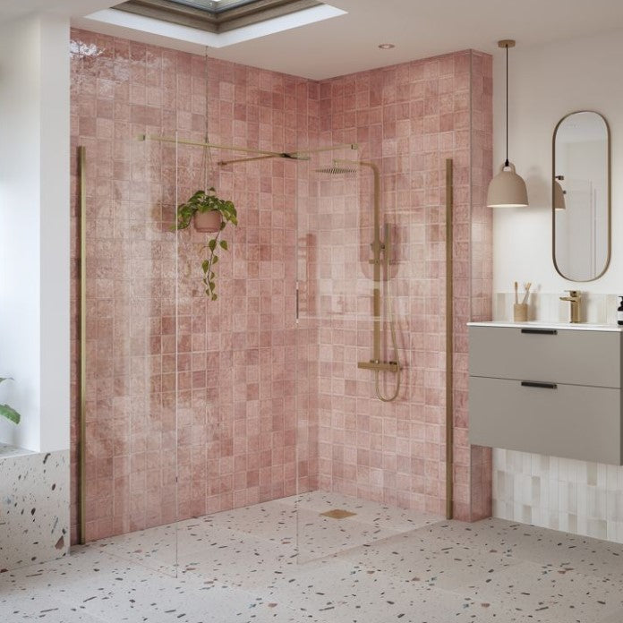 Roma 8 Brushed Bronze Wetroom Panel with Optional Brushed Bronze Walk In Enclosure