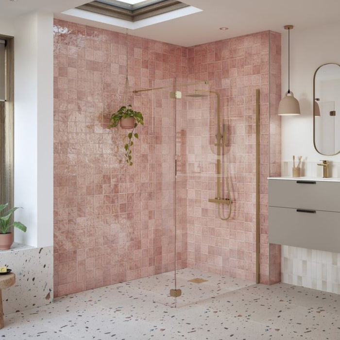 Roma 8 Brushed Bronze Wetroom Panel with Optional Brushed Bronze Walk In Enclosure