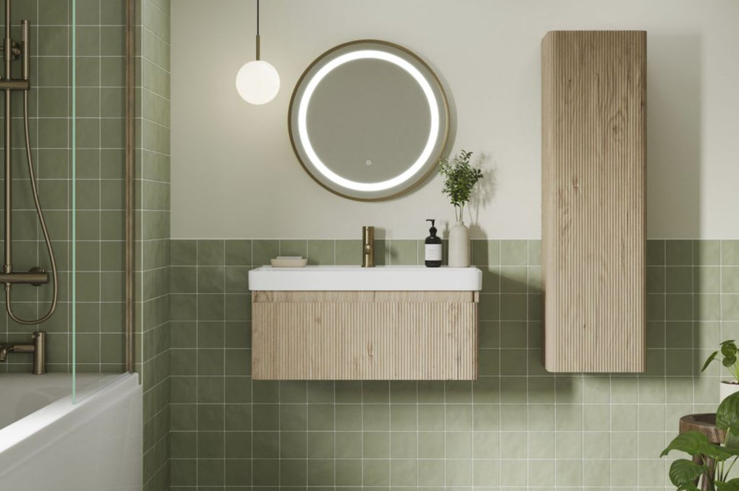 Core Textured Oak Wall Hung Vanity Unit - Multiple Sizes - Optional Tall Unit