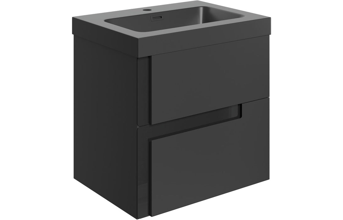Couture Matt Black Wall Hung Vanity - 615mm/815mm with Optional Tall Unit