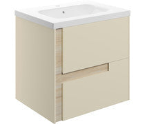 Couture Matt Cotton/Oak Effect Wall Hung Vanity - 615mm/815mm with Optional Tall Unit