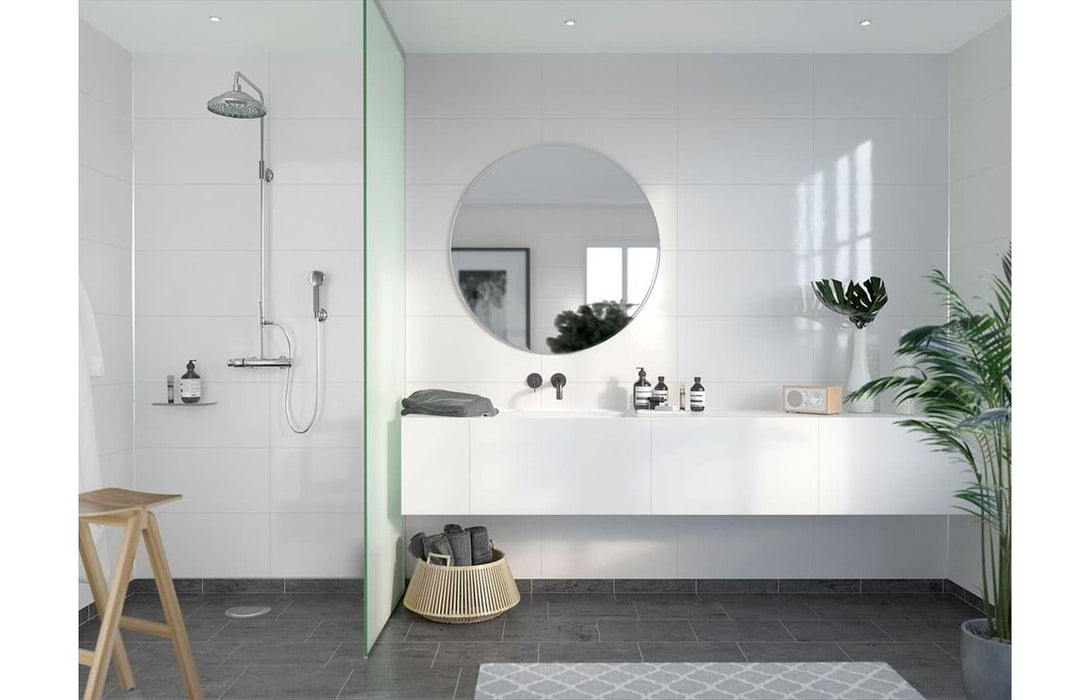 Fibo Contemporary Athen White Tile Effect Bathroom Wall Panels