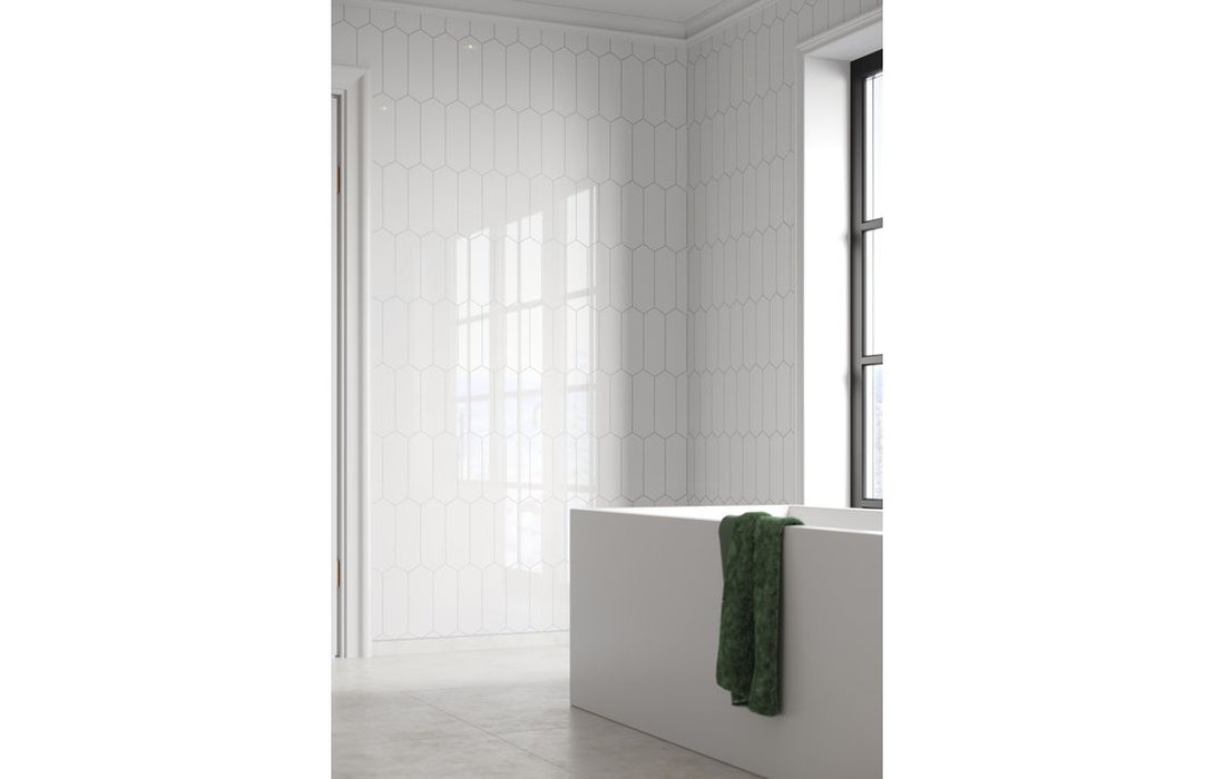 Fibo Urban Denver White Elongated Hexagonal Bathroom Wall Panel