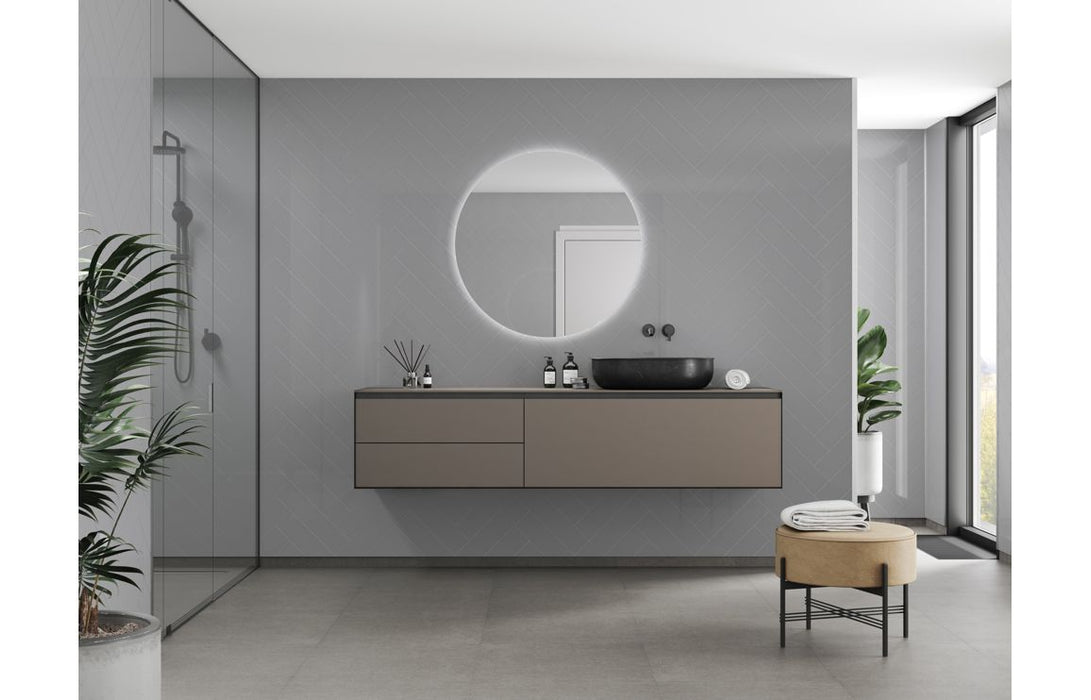Fibo Urban Medium Grey Herringbone Bathroom Wall Panel