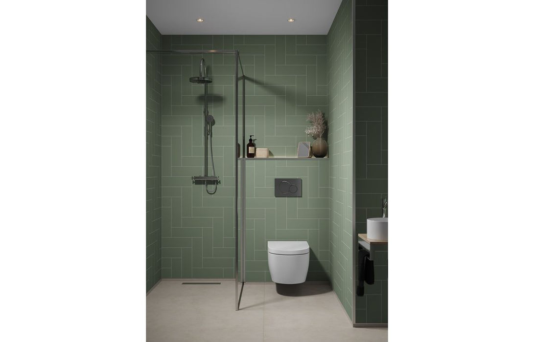 Fibo Urban Olive Green Straight Herringbone Bathroom Wall Panel